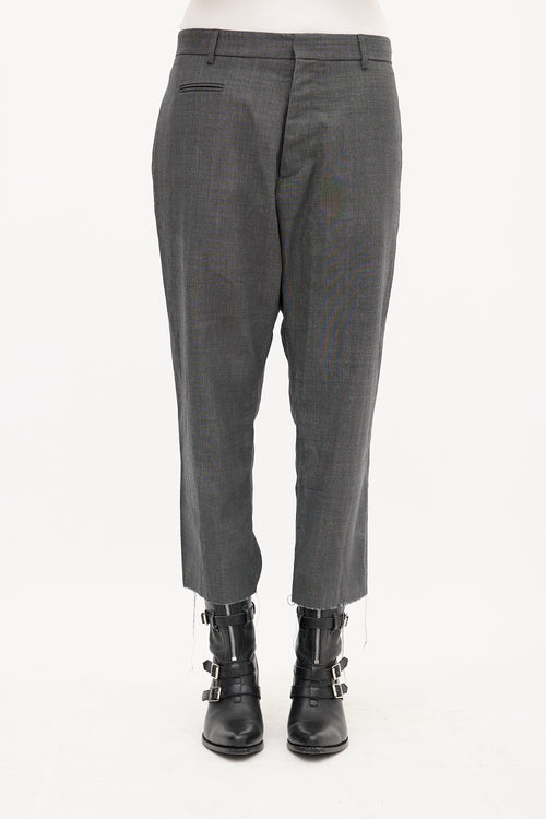 R13 Grey Wool Tailored Drop Trouser