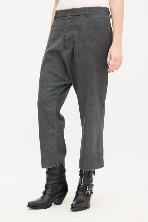 R13 Grey Wool Tailored Drop Trouser