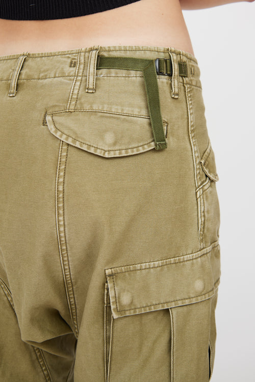 R13 Green Cotton Tactical Cargo Pant