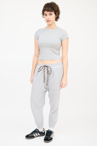 R13 Heather Grey Harem Drop Seat Sweat Pants