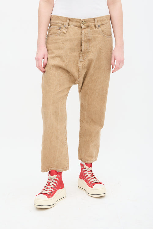 R13 Khaki Brown Kurtis Tailored Drop Jeans