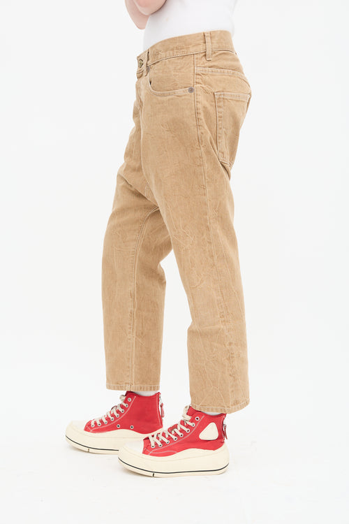 R13 Khaki Brown Kurtis Tailored Drop Jeans