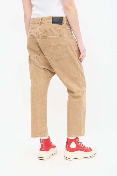 R13 Khaki Brown Kurtis Tailored Drop Jeans