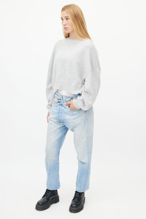 R13 Light Blue Crossover Denim Jeans