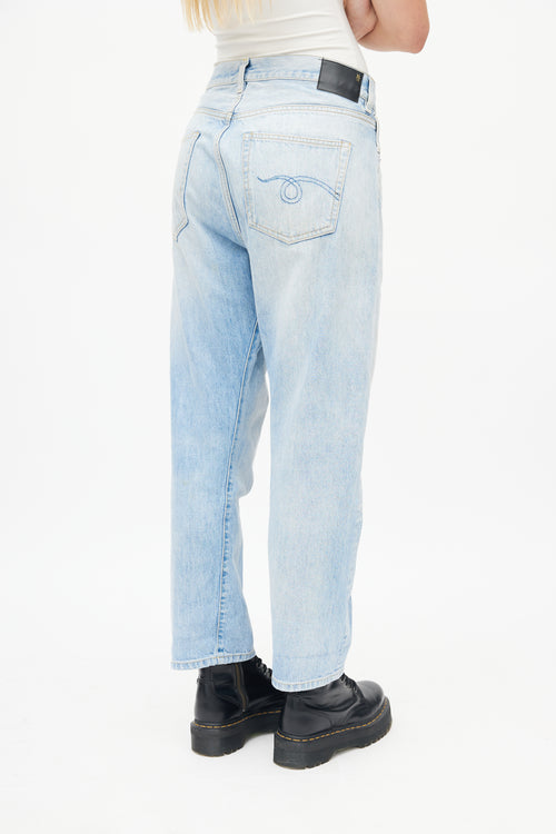 R13 Light Blue Crossover Denim Jeans