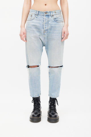 R13 Light Wash Logan Blue Tailored Drop Jeans