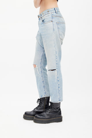 R13 Light Wash Logan Blue Tailored Drop Jeans