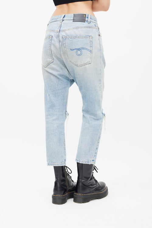 R13 Light Wash Logan Blue Tailored Drop Jeans