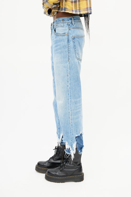 R13 Light Wash Camille Double Shred Hem Jeans