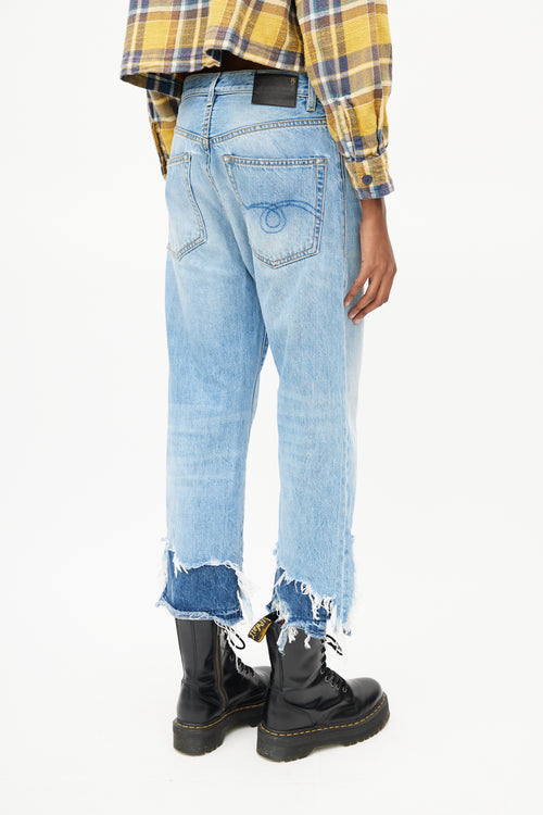 R13 Light Wash Camille Double Shred Hem Jeans