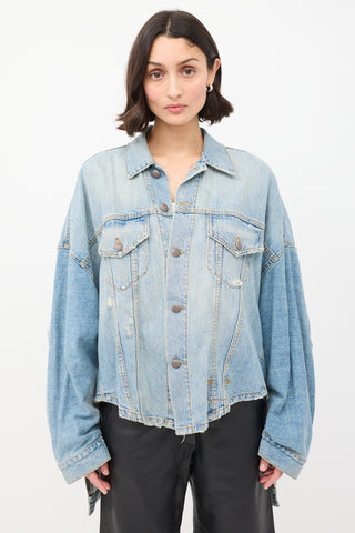 R13 Light Wash Holly Distressed Max
s Oversized Trucker Jacket