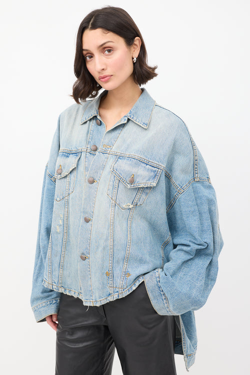 R13 Light Wash Holly Distressed Max
s Oversized Trucker Jacket