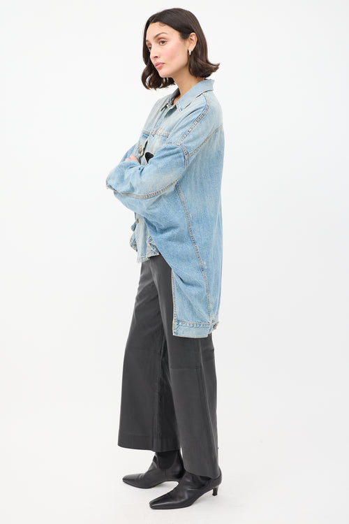 R13 Light Wash Holly Distressed Max
s Oversized Trucker Jacket