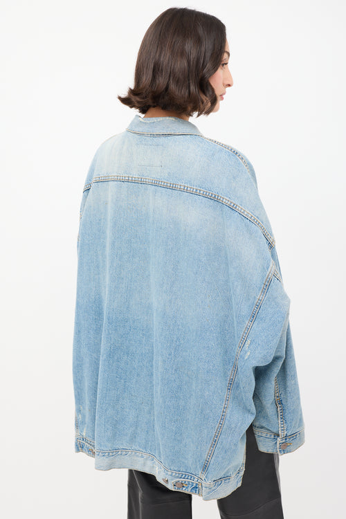 R13 Light Wash Holly Distressed Max
s Oversized Trucker Jacket