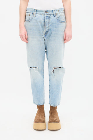 R13 Light Wash Logan Tailored Drop Jeans