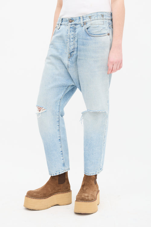 R13 Light Wash Logan Tailored Drop Jeans