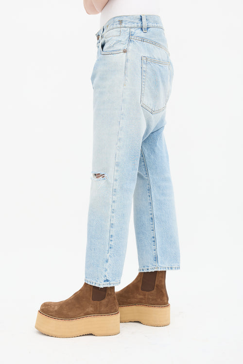 R13 Light Wash Logan Tailored Drop Jeans