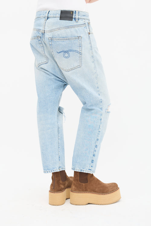 R13 Light Wash Logan Tailored Drop Jeans