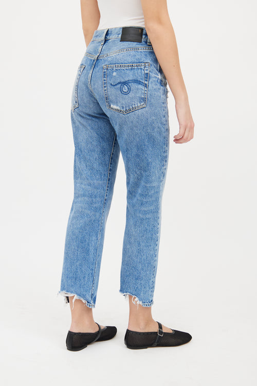 R16 Medium Wash Boyfriend Distressed Jeans