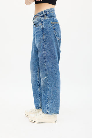 R13 Medium Acid Wash Kelly Cross Over Jeans