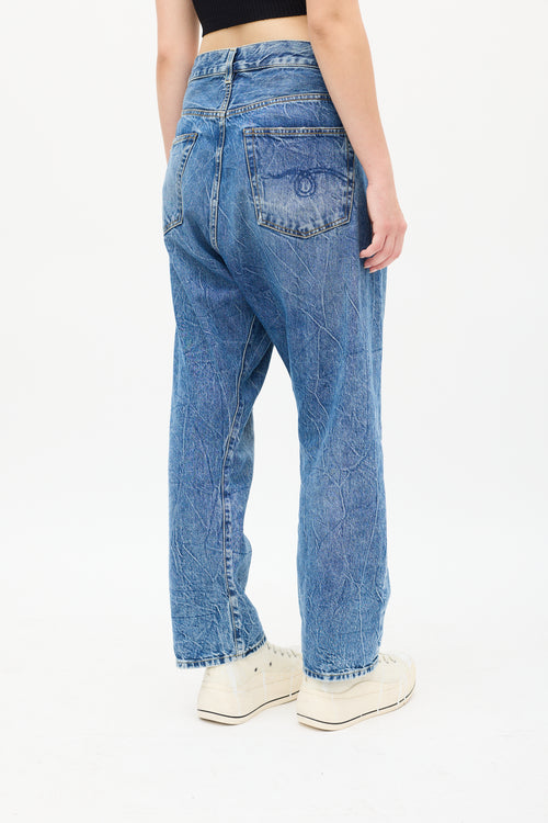 R13 Medium Acid Wash Kelly Cross Over Jeans