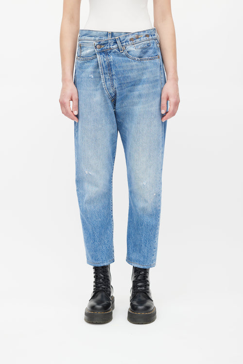 R13 Blue Medium Wash Cross Over Jeans