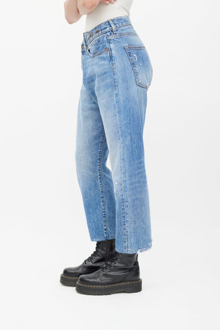 R13 Blue Medium Wash Cross Over Jeans