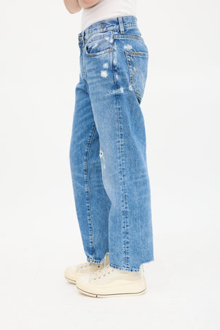 R13 Medium Wash Boyfriend Distressed Jeans