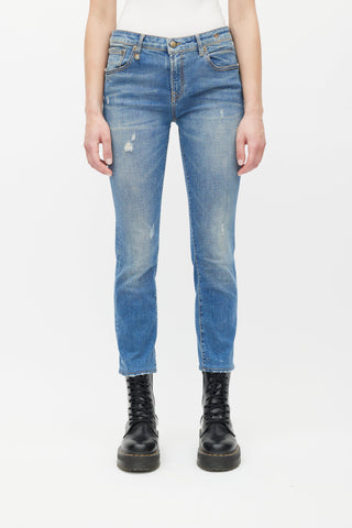 R13 Blue Light Wash Kate Distressed Skinny Jeans