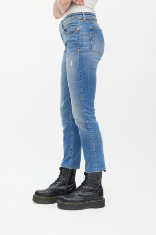 R13 Blue Light Wash Kate Distressed Skinny Jeans