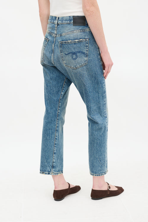 R13 Medium Wash Kelly Cross Over Jeans