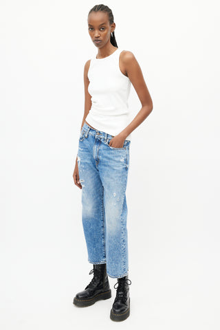 R13 Mid Wash Boyfriend Distressed Jeans