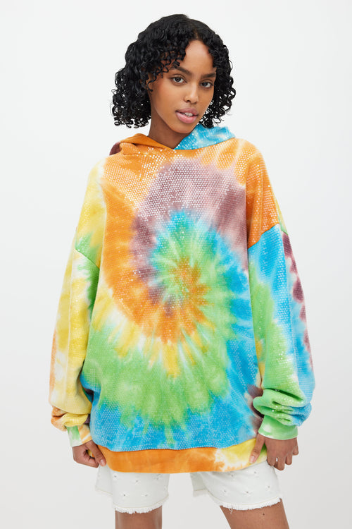 R13 Multicolour Tie Dye Sequin Oversized Hoodie