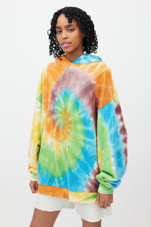 R13 Multicolour Tie Dye Sequin Oversized Hoodie