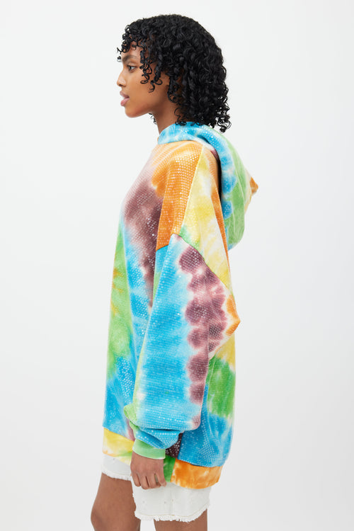 R13 Multicolour Tie Dye Sequin Oversized Hoodie