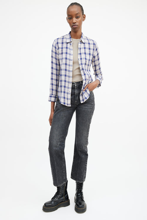 R13 Navy 
Multicolour Plaid Shirt