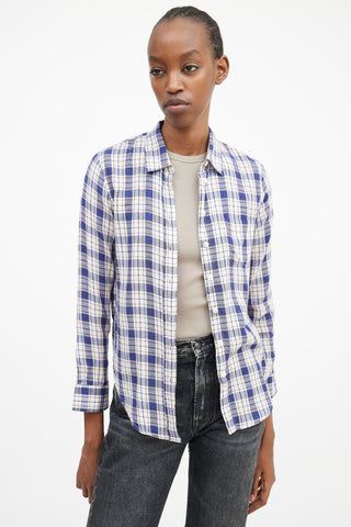 R13 Navy 
Multicolour Plaid Shirt