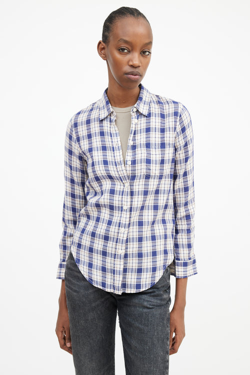 R13 Navy 
Multicolour Plaid Shirt