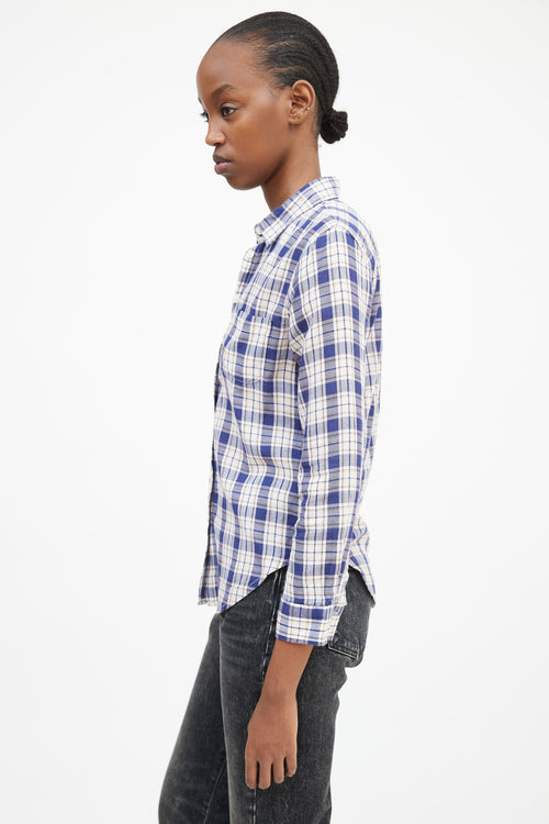 R13 Navy 
Multicolour Plaid Shirt