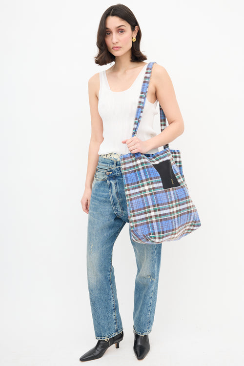 R13 Plaid Medium Tote Bag