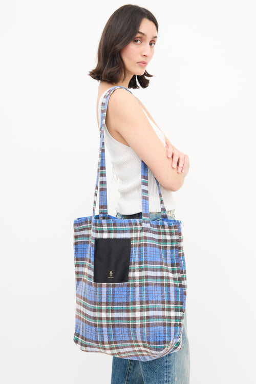 R13 Plaid Medium Tote Bag