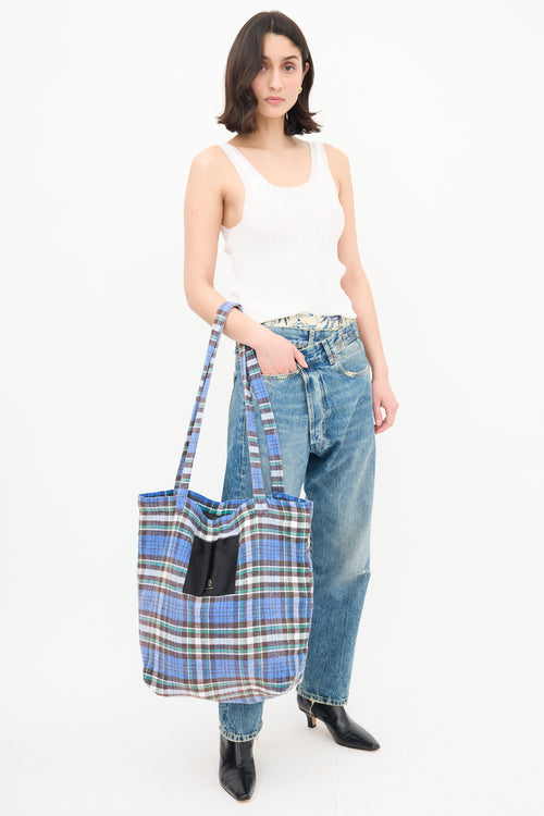 R13 Plaid Medium Tote Bag