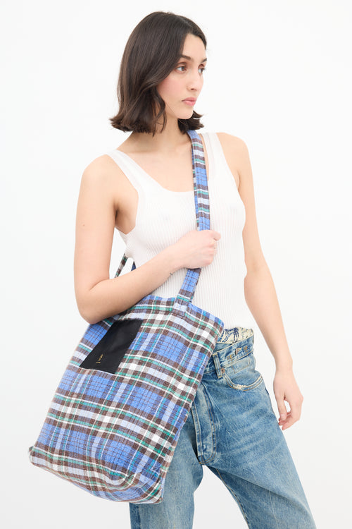 R13 Plaid Medium Tote Bag