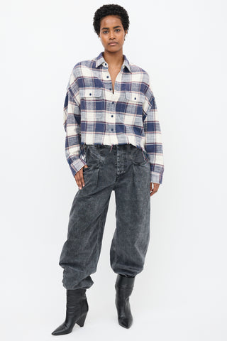 R13 Plaid Cropped Work Shirt