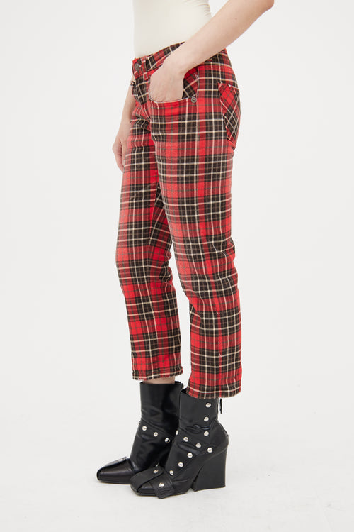 R13 Red 
Black Boy Plaid Cropped Jeans