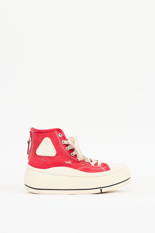 R13 Red 
White Kurt Platform Sneaker