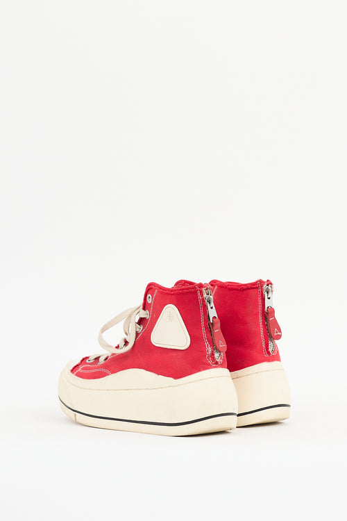 R13 Red 
White Kurt Platform Sneaker