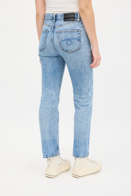 R13 Stone Wash Japser Tex Painted Courtney Slim Jean