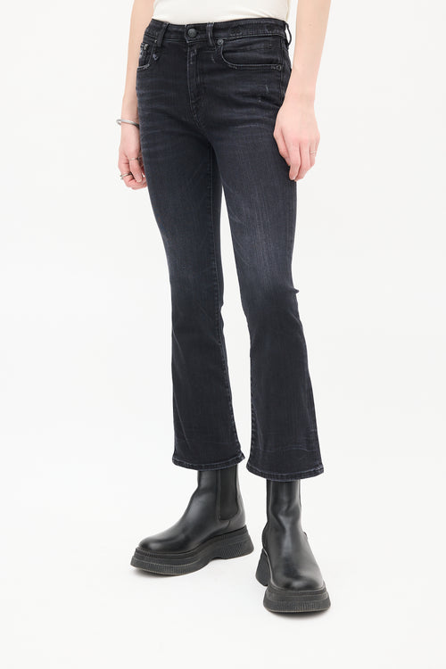 R13 Washed Black 211 Stratford Kick Flare Leg Jeans