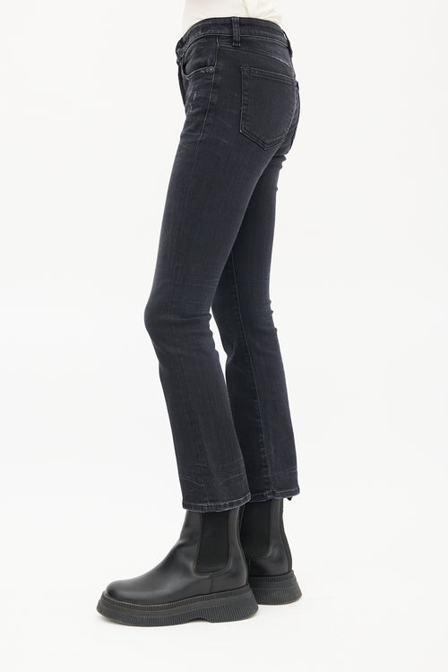 R13 Washed Black 211 Stratford Kick Flare Leg Jeans